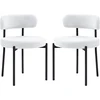 Image de HOMCOM Ensemble de 2 chaises de salle à manger, Rembourrage en polaire, Chaises avec siège rembourré, Pieds en métal, Crème