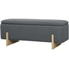 Image de HOMCOM Tabouret avec Espace de Rangement, Banc Rembourré en Imitation Lin, 111 x 44 x 44,5 cm, Gris foncé