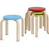 Image de HOMCOM 4 Tabourets Empilables avec Patins de Feutre, Contreplaqué de Bouleau, laqué, Multicolore