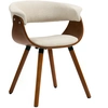 Image de HOMCOM Chaise de Salle à Manger, Tissu en Lin, Dossier Courbé, Pieds en Bois, Beige