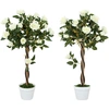 Image de Outsunny Arbre artificiel, Plante artificielle dans un pot en ciment, Plante artificielle