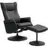 Image de HOMCOM Fauteuil de bureau avec repose-pieds, aspect cuir, pivotant, dossier réglable, jusqu'à 150 kg, noir