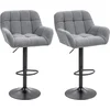Image de HOMCOM Tabourets de Bar 2 Pièces Design Rétro Réglables en Hauteur Aspect Velours Gris + Noir