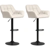 Image de HOMCOM Tabourets de Bar 2 pièces Design Rétro réglables en Hauteur similicuir Tissu de Lin Crème + Noir