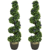 Image de HOMCOM Set de 2 plantes artificielles, design en spirale, socle en ciment, vert