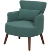 Image de HOMCOM Fauteuil accoudoir moderne, fauteuil d'appoint rembourré avec coussin lombaire, pieds en bois de caoutchouc, Vert foncé