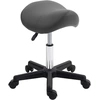 Image de HOMCOM Tabouret roulant, assise en forme de selle, réglable en hauteur, pivotant à 360°, similicuir, gris, 48 x 47 x 45-57 cm