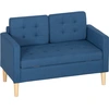 Image de HOMCOM Canapé 2 places avec rangement et capitonnage, pieds en bois d'hévéa, 117 x 62 x 78 cm, Bleu