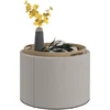 Image de HOMCOM Tabouret Pouf rembourré, Lin, rangement dissimulé, couvercle réversible, 56cm x 56 cm x 42 cm, Gris clair + Naturel