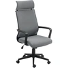 Image de HOMCOM Chaise de bureau avec dossier souple, roulettes, accoudoirs, chaise de bureau réglable en hauteur, laine, Gris