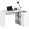 Image de HOMCOM Bureau flexible, Armoire à deux niveaux, Tiroir, Étagères ouvertes, Panneau de particules, Blanc