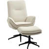 Image de HOMCOM Fauteuil rembourré pivotant avec repose-pieds, Fauteuil inclinable moderne pour salon, chambre à coucher, bureau à domicile, Beige