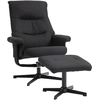 Image de HOMCOM Fauteuil inclinable avec repose-pieds, pivotant, fonction de bascule, aspect velours, jusqu'à 150 kg, Noir