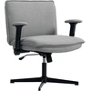 Image de HOMCOM Chaise de bureau avec accoudoirs relevables, large chaise de bureau en lin, réglable en hauteur, base en acier, Gris