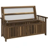 Image de Outsunny Banc de Jardin en Bois pour Deux Personnes, Banc de Jardin Résistant aux Intempéries avec Rangement Accoudoirs 128,5 x 56 x 53,5 cm, Charbon de Bois