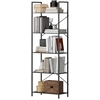 Image de HOMCOM Étagère, étagère sur pied à 5 niveaux, étagère de bureau industrielle avec cadre métallique, rangement ouvert pour salon, bureau, pièce de travail, 60x30x170,5 cm, Noir