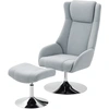 Image de HOMCOM Fauteuil rembourré pivotant avec repose-pieds, inclinable, fauteuil rembourré avec accoudoirs, pour salon, chambre à coucher, Gris