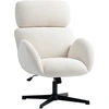 Image de HOMCOM Chaise de Bureau avec Revêtement en Tissu Effet Velours, Chaise Rembourrée avec Base en Acier, Chaise de Bureau Réglable en Hauteur, Crème