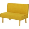 Image de HOMCOM Canapé deux places en velours avec rembourrage épais et pieds en bois massif pour salon, chambre à coucher, bureau, Jaune