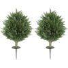 Image de HOMCOM Lot de 2 Plantes Artificielles, Cyprès résistant aux UV avec 387 feuilles et piquet de terre, Ø40 x 60H cm, Vert