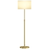 Image de HOMCOM Lampadaire avec télécommande, réglable en hauteur, abat-jour en tissu, pied métal, luminosité ajustable, interrupteur au pied, couleur or