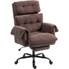 Image de HOMCOM Chaise de bureau avec dossier réglable, fauteuil rembourré roulant, fauteuil rembourré, réglable en hauteur, en acier, Marron