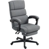 Image de HOMCOM Chaise de bureau rembourrée avec coussin lombaire et appuie-tête, réglable en hauteur, à roulettes, Gris