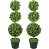 Image de HOMCOM Plantes artificielles en pot, Feuilles en plastique, Terre floquée, Vert
