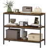 Image de HOMCOM Console Table, Table d'Appoint avec Étagère à 3 Niveaux, Aggloméré, Métal, Brun Clair