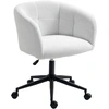 Image de HOMCOM Chaise de bureau rembourrée avec revêtement pelucheux, design en forme de baignoire, chaise de bureau roulante, base en acier, Crème+Noir