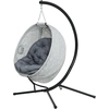 Image de Outsunny Panier suspendu en forme d'oeuf, fauteuil suspendu avec fonction de balancement et panier pliable, chaise de jardin, porte-gobelet, gris