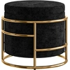Image de HOMCOM Pouf de rangement rembourré, repose-pieds en cadre métallique, doré, Noir