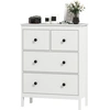 Image de HOMCOM Commode avec 4 tiroirs, pour vêtements & linge de lit, Salon Chambre Couloir, Panneau de particules, Blanc