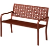 Image de Outsunny Banc d'extérieur, Banc de jardin en acier, Dossier découpé, Accoudoirs, pour 2 personnes, Rouge