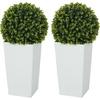 Image de HOMCOM Lot de 2 boules d'eucalyptus artificielles 65 cm Plante artificielle avec protection UV, 330 feuilles en pot, vert