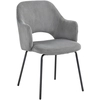 Image de HOMCOM Chaise de Salle à Manger, Revêtement en Corduroy, Forme Coquille, Pieds Métalliques, Patins de Pieds, Gris