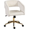Image de HOMCOM Chaise de Bureau Pivotante avec Revêtement en Velours, Fauteuil de Bureau Réglable en Hauteur, Fonction d'Inclinaison, Crème