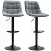 Image de HOMCOM Tabouret de bar moderne, lot de 2 tabourets de bar pivotants avec dossier, réglables en hauteur, avec repose-pieds, rembourrés, Gris foncé