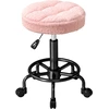 Image de HOMCOM Tabouret roulant réglable en hauteur Tabouret pivotant 55-66 cm Tabouret de travail 360° pivotant Ø50 x 50-66 cm Rose
