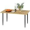 Image de Outsunny Table de jardin 150x90cm, Table de balcon résistante aux intempéries en acier, Table de balcon avec trou pour parasol Marron
