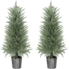 Image de HOMCOM Lot de 2 grands cyprès artificiels 90 cm Plante artificielle en plastique en pot 15 x 15 x 90 cm Vert