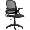 Image de HOMCOM Fauteuil en maille respirante, fauteuil tournant ergonomique avec accoudoirs rabattables et soutien lombaire, Noir