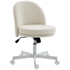 Image de HOMCOM Fauteuil de bureau pour la maison avec réglage en hauteur, fonction bascule, chaise de bureau pivotante à roulettes, blanc crème