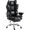 Image de HOMCOM Fauteuil de direction en similicuir jusqu'à 180 kg, grand fauteuil de bureau avec ressorts ensachés et fonction inclinable, noir