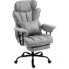 Image de HOMCOM Fauteuil de bureau avec massage 6 points et chaleur, fauteuil de bureau avec repose-pieds, soutien lombaire et large assise, Gris