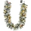 Image de HOMCOM Guirlande de Noël avec 216 branches saupoudrées de neige, 50 LED, Ø25x180 cm, Vert & Blanc