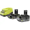 Image de Ryobi Pack chargeur 2,0 A + 2 Batteries Lithium+ 18V ONE+    4,0 Ah et 2,0 Ah RC18120A-242X