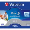 Image de Disque Blu-ray VERBATIM 43713 BD-R 25GB 6x Imprimable Boîte Jewel 10 pièces