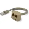 Image de Diviseur réseau StarTech RJ45SPLITTER RJ45 2 vers 1 Cat5e 0,33 m Gris