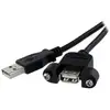 Image de StarTech.com Rallonge de câble USB 2.0 à montage sur panneau / goulotte A vers A de 30cm - F/M - Noir